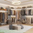 thumbnail image 6 of Wood Closet System, 4-8ft Closet Organizer System with 2 Wooden Drawers, Walk-in Wardrobe Clothes Rack with 4 Hanging Rods for Bedroom,Living Room,Grey, 6 of 14