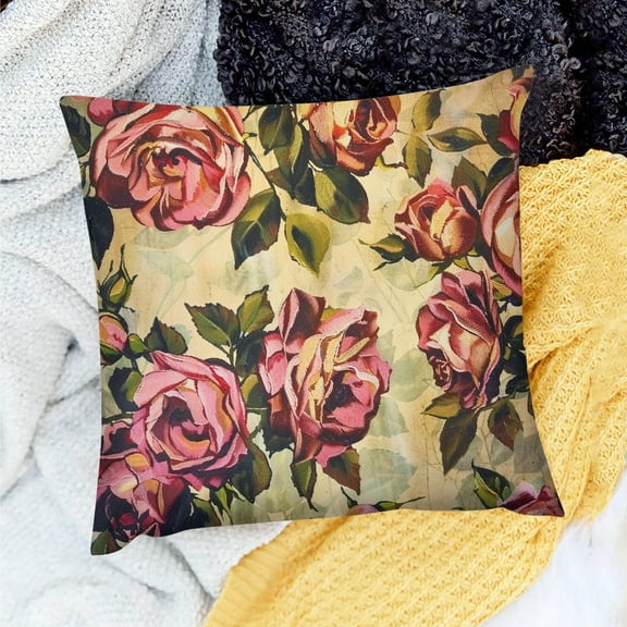 YILUYINQING Throw Pillow Cover Roses Decor for Home Sofa Couch 18x18in