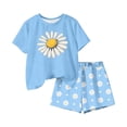 thumbnail image 5 of NAISIBABY Girls Floral Outfit Sets, Graphic Short Sleeve T-Shirt and Elastic Waist Shorts Kids Summer Fashion Clothes Blue Size 7-8, 5 of 6