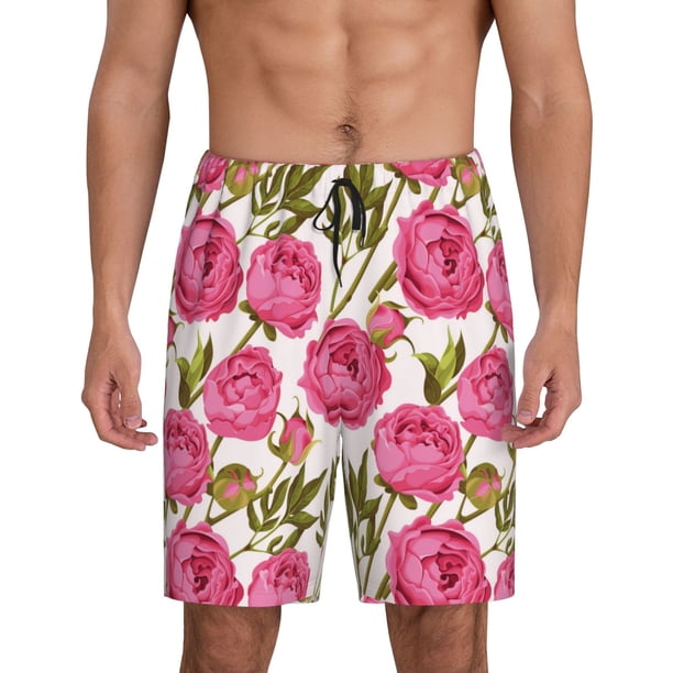 Fotbe Rose Flowers Pantalones Cortos de Pijama para Hombre, Ropa de Dormir, Pantalones de Pijama Cortos para Hombre-Small