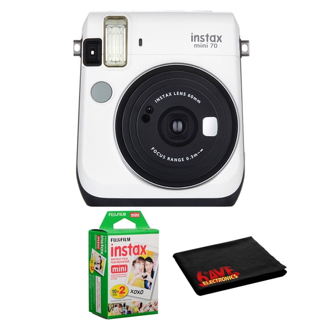 FujiFilm Instax Mini 70 Cámara de Película Instantánea Blanco Luna - Kit con Pack Doble de Película Instantánea
