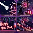 thumbnail image 4 of Neon Light Theme Happy New Year Banner Colorful Fireworks Celebration Banner City Night Backdrop Festive Festive Banner for New Year Party New Year's Eve Celebration Indoor Party, 4 of 9