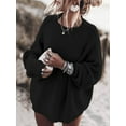 thumbnail image 4 of Women'S Oversized Sweaters Batwing Sleeve Mock Neck Jumper Tops Chunky Knit Pullover Sweater Black L, 4 of 9
