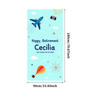 LUUFILx Personalized Retirement Themed Banner with Airplane Camera Balloon Elements Happy Retirement Decors Party Backdrop Photography Props for Retirement Parties Celebrations Gatherings
