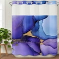 thumbnail image 3 of Modern Purple Blue No Hook Shower Curtain Waterproof,Bathroom Curtains with Snap in Liners and See Through Top Window,Abstract Art Gradient Gold Foil Line Hotel Bathtub Curtains Shower 72"Wx78"L, 3 of 8
