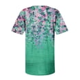 thumbnail image 4 of ICHUANYI ClearanceWomen Fashion Casual Print Round Neck Loose Short Sleeve T-shirt Top Blouse Pullover(Green, L) ICHUANYI WER20232080504108, 4 of 5