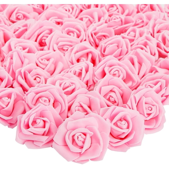 QIANJIA Pink Roses Artificial Flowers - 100 Pack, 3 in Stemless Foam - Bulk Artificial Blooms for Wedding Decor, Centerpiece Table Decorations & DIY Floral Arrangements