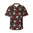 thumbnail image 2 of Xecao Red Rose Skull print Hawaiian shirt - a stylish short-sleeve button-down for men, perfect for casual beach and tropical outings., 2 of 9