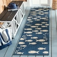 thumbnail image 2 of SAFAVIEH Courtyard Trena Fishes Indoor/Outdoor Runner Rug, Navy/Beige, 2'3" x 22', 2 of 6