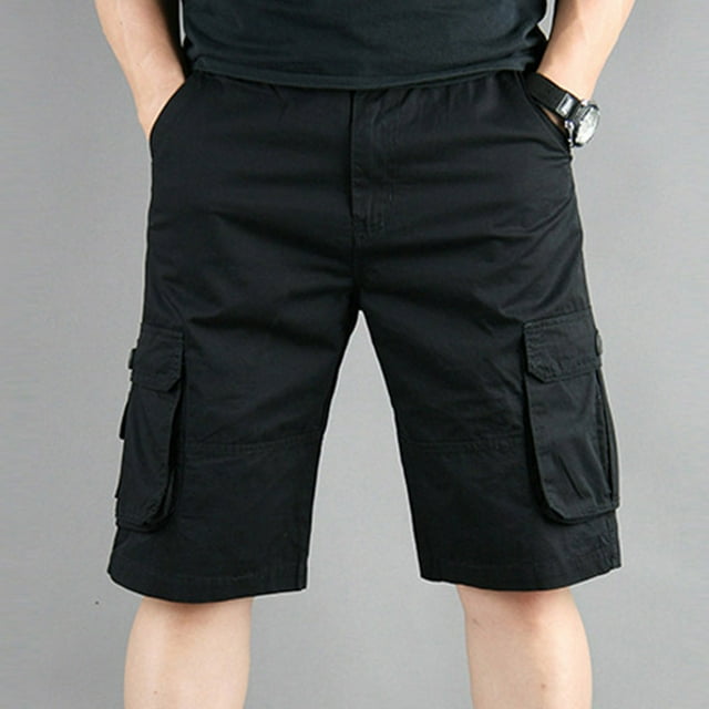 AherBiu Mens Cargo Shorts Loose Fitting Spring Summer Outdoor Hiking Shorts with Multi Pockets Solid Color Shorts