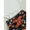 thumbnail image 6 of Wassery Baby Girls Halloween Shorts Sets Short Sleeve Letter Print Romper Tops and Pumpkin Print Shorts Headband 3 6 12 18 Months Infant Summer Casual Clothes, 6 of 8