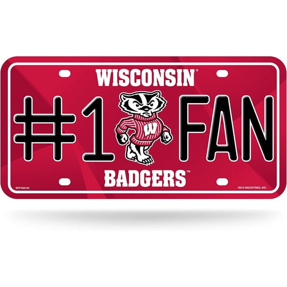 Wisconsin #1 Fan Metal License Plate Tag