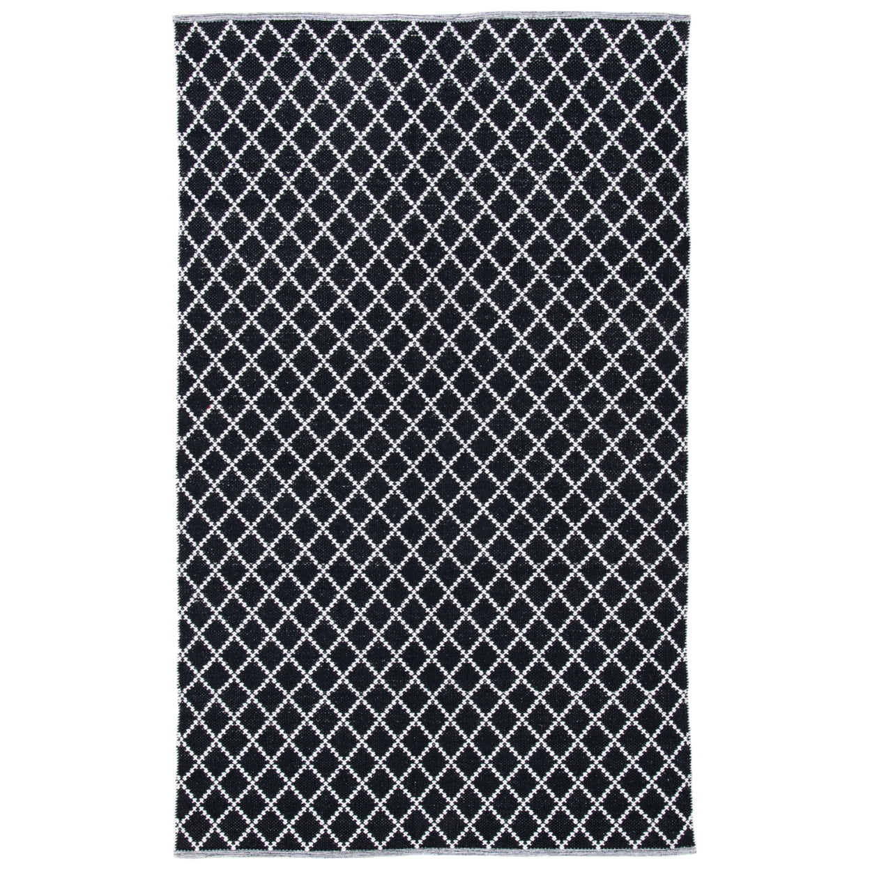 SAFAVIEH Montauk Jolyon Diamond Cotton Area Rug, Black/Ivory, 6' x 9'