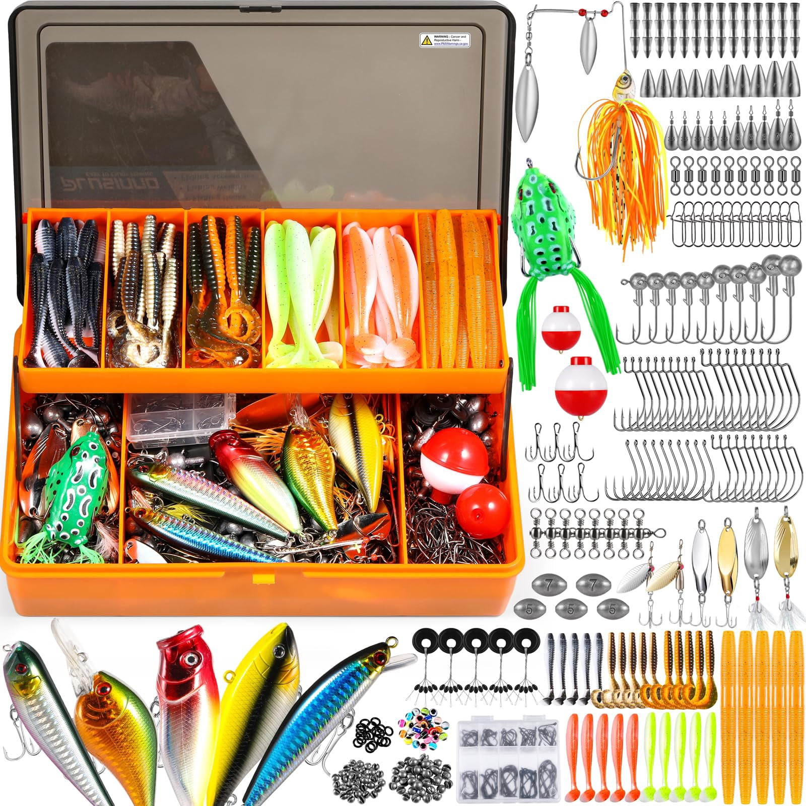 353/404 Fishing Lures  Upgrade Tackle Box With Included Crankbaits Hooks Weights Other Accessories Lure Bait Gear Equipment Kit Gift For Men Freshwater Bass