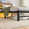 thumbnail image 6 of Heavy Duty Twin Size Platform Bed Frame Featuring USB Charging & LED Strip, No Box Spring, Sturdy Slats, Brown, 6 of 14