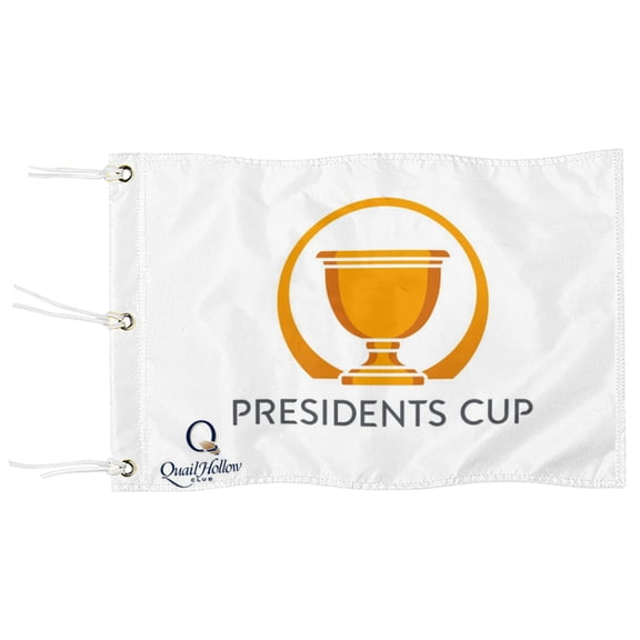 DianYu Presidents Cup Quail Hollow Golf Pin Flag Practic Putting Green Golf Flag For Backyard Garden  Miniature Pin Flag with Three Brass Grommets 12x18Inch