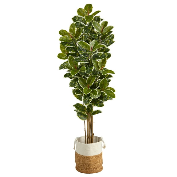 Nearly Natural 6' Oak Artificial Tree in Handmade Natural Jute and Cotton Planter UV Resistant (Indoor/Outdoor)