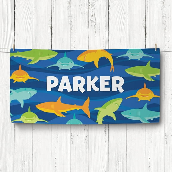 Sharks Personalized Plush Velour Beach Towel