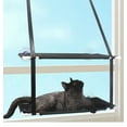 thumbnail image 4 of Hamaca gris para gatos, hamaca para ventana de gato, cama para asiento de ventana para gato con ventosas de botón, asiento de descanso para gato para tomar el sol, ahorra espacio, 4 of 4