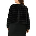 thumbnail image 3 of Agnes Orinda Women's Plus Size Cropped Jacket Open Front Fluffy Faux Fur Winter Coat Jackets 1X Black, 3 of 7