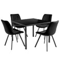 thumbnail image 1 of Comedor con Mesa en Vidrio Negro Moderna + 4 Sillas Velvet negro, 1 of 8