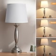 thumbnail image 3 of 25.5" White Lamps for Bedrooms Set of 2 - Touch Control Bedside Lamp with USB C+A, 3 Way Dimmable Nightstand Lamps with USB Port, Table Lamp for Living Room(White Shade and Nickel Base), 3 of 7