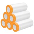 thumbnail image 1 of Uxcell 6 rollos de plástico para pintores con cinta, 6 x 52 pies, cinta de película de enmascarar pre-cinta, amarillo/claro, 1 of 6