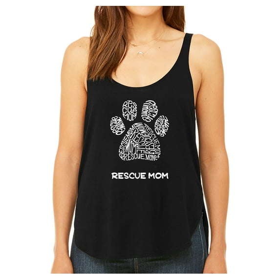 LA Pop Art Women's Premium Word Art Flowy Tank Top - Rescue Mom