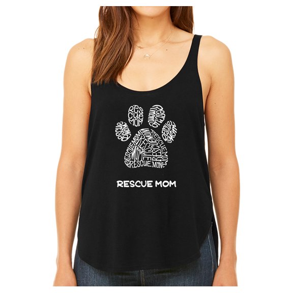 LA Pop Art Women's Premium Word Art Flowy Tank Top - Rescue Mom