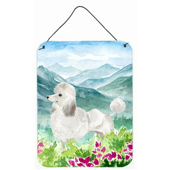 Mountian Flowers White Poodle Wall or Door Hanging Prints