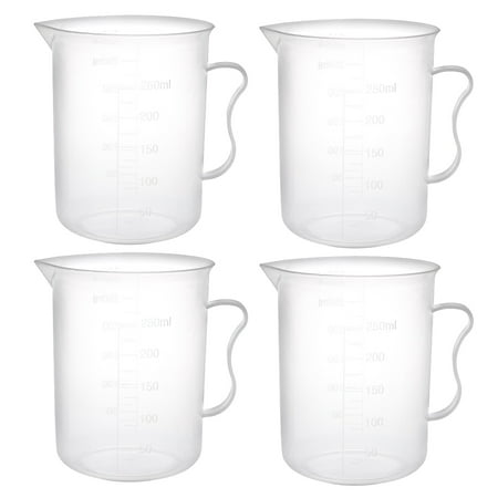 - 4pcs Laboratory Clear PP Graduated 250mL Measuring Cup Handled Beaker