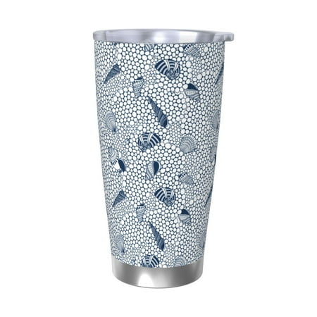 

Zufioo Shells And Sand Print 20OZ Stainless Steel Car Cup Direct Drinking Mouth Straw Mouth Insulation Cup Suitable for Outdoor Office Car-Without Straw