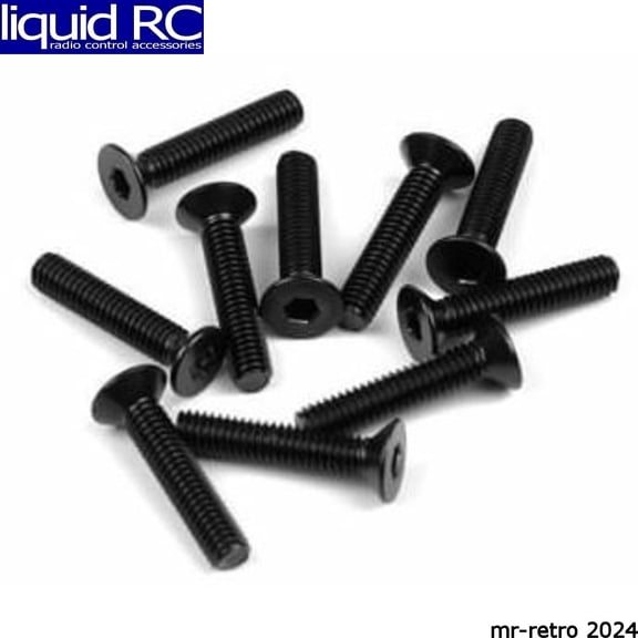 TEKNO RC LLC M4x20mm Flat Head Screws- Black 10pcs TKR1349 Electric Car/Truck Option Parts