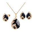 thumbnail image 2 of Shenmeida 3Pcs/set Exquisite Necklace Jewelry Set Waterdrop Shape Rhinestone Necklace Ring Earrings Set for Anniversary, 2 of 4