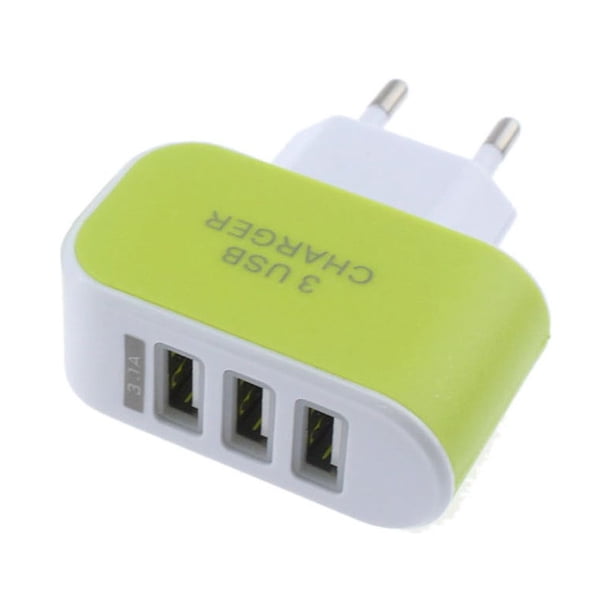Adaptador de corriente con enchufe europeo, triple cargador de pared USB 3.1A compatible con cargador de teléfono de viaje