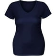 thumbnail image 2 of Essential Basic Women's Short Sleeve T Shirt V Neck Tee (Navy, Large), 2 of 2