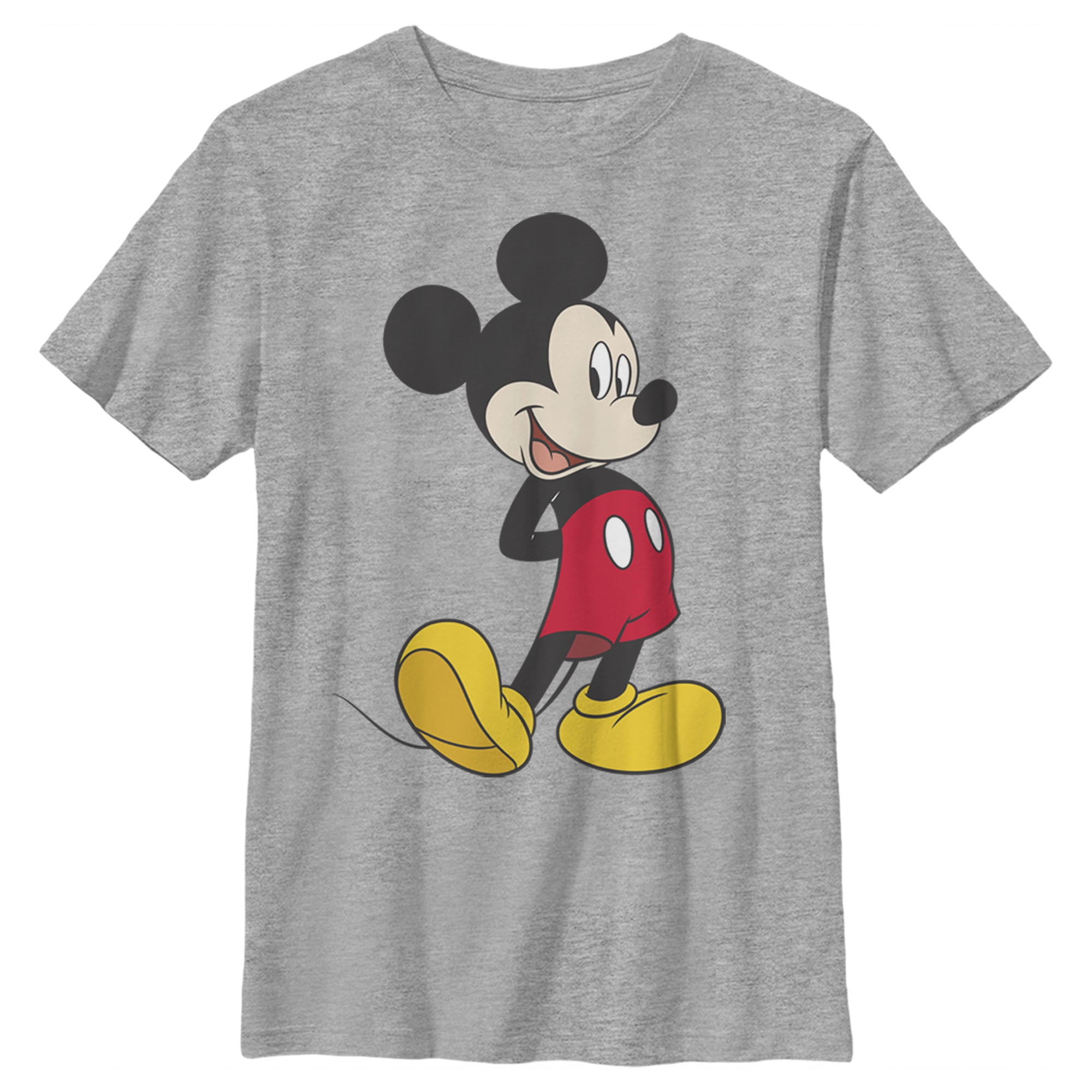 Boy's Mickey & Friends Smiling Mickey mouse Portrait  Graphic Tee Athletic Heather Large