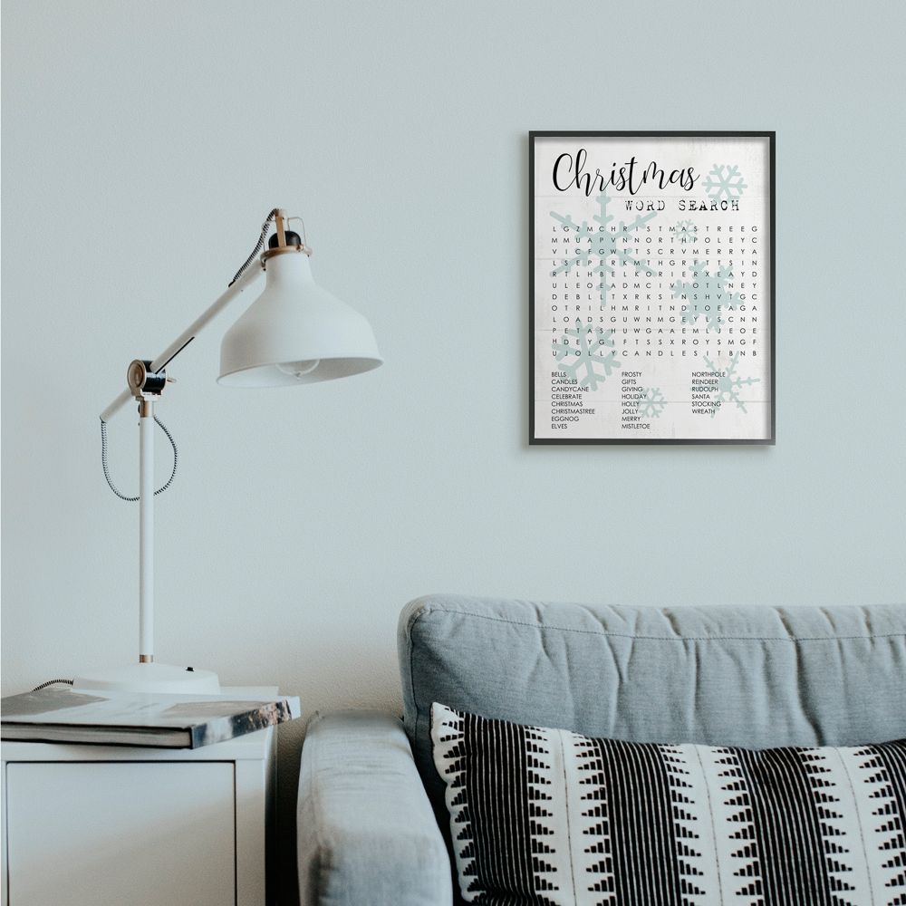 Stupell Indtries Winter Holiday Word Search Activity Christmas Phrases Framed Wall Art Design by Daphne Polselli, 16" x 20", Black Framed
