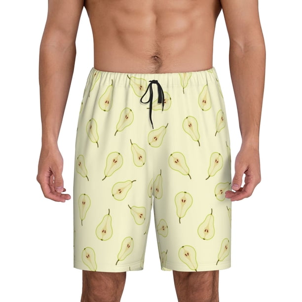 Fotbe Green Pears Pantalones Cortos de Pijama para Hombre, Ropa de Dormir, Pantalones de Pijama Cortos para Hombre-Small