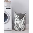 thumbnail image 3 of Grunge Laundry Bag, Hot Air Balloons of Vintage Minimalist Effects Greyscale Tones Illustration, Basket with Handles Drawstring Closure for Laundromats, 13" x 19", Charcoal Grey White, by Ambesonne, 3 of 4