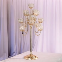 Efavormart 40" Tall 13 Arm Gold Metal Crystal Beaded Candelabra Candle Holders, Goblet Votive Candle Holders