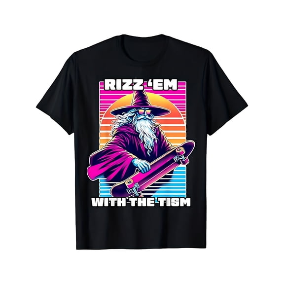 Rizz Em With The Tism Autism Awareness Meme T-Shirt | Black, Pure, Crew Neck, Casual Style, Perfect for Men, Dad, Friends, S-XXXL
