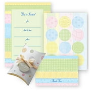 Pastel Baby Shower Invitation and Favor Box Kit