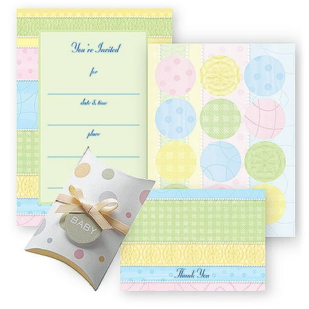 Pastel Baby Shower Invitation and Favor Box Kit