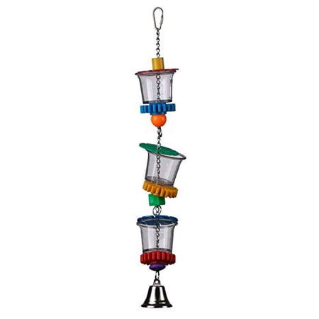 Super Bird Creations Sb632 Foraging Bottoms Up Bird Toy With Clear Acrylic Cups & Ringing Bell, Medium To Large Size, 18 X 25
