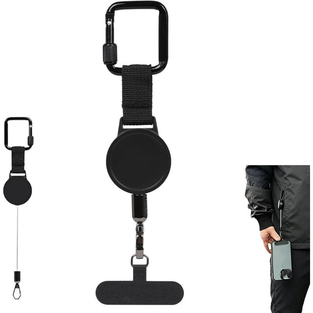 Lanière de Téléphone Rétractable Anti-Vol Extérieure, Support de Téléphone Rétractable Anti-Vol, Support de Lanière Léger avec Clip de Sécurité, Système d'Attache Portable, pour Voyage Randonnée (1pcs)