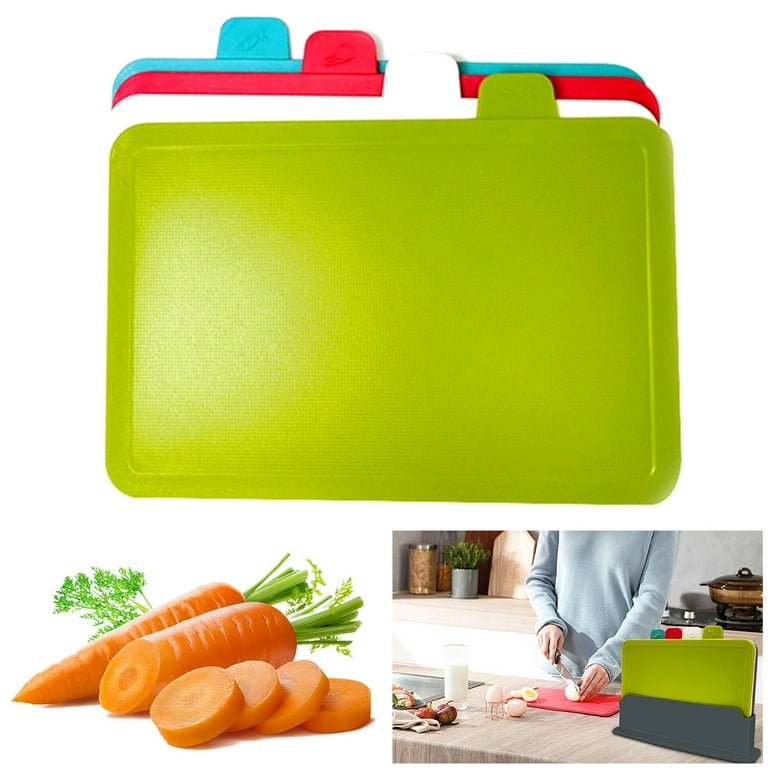 Plastic Cutting Board Chopping Board Set of 4 with Storage Stand