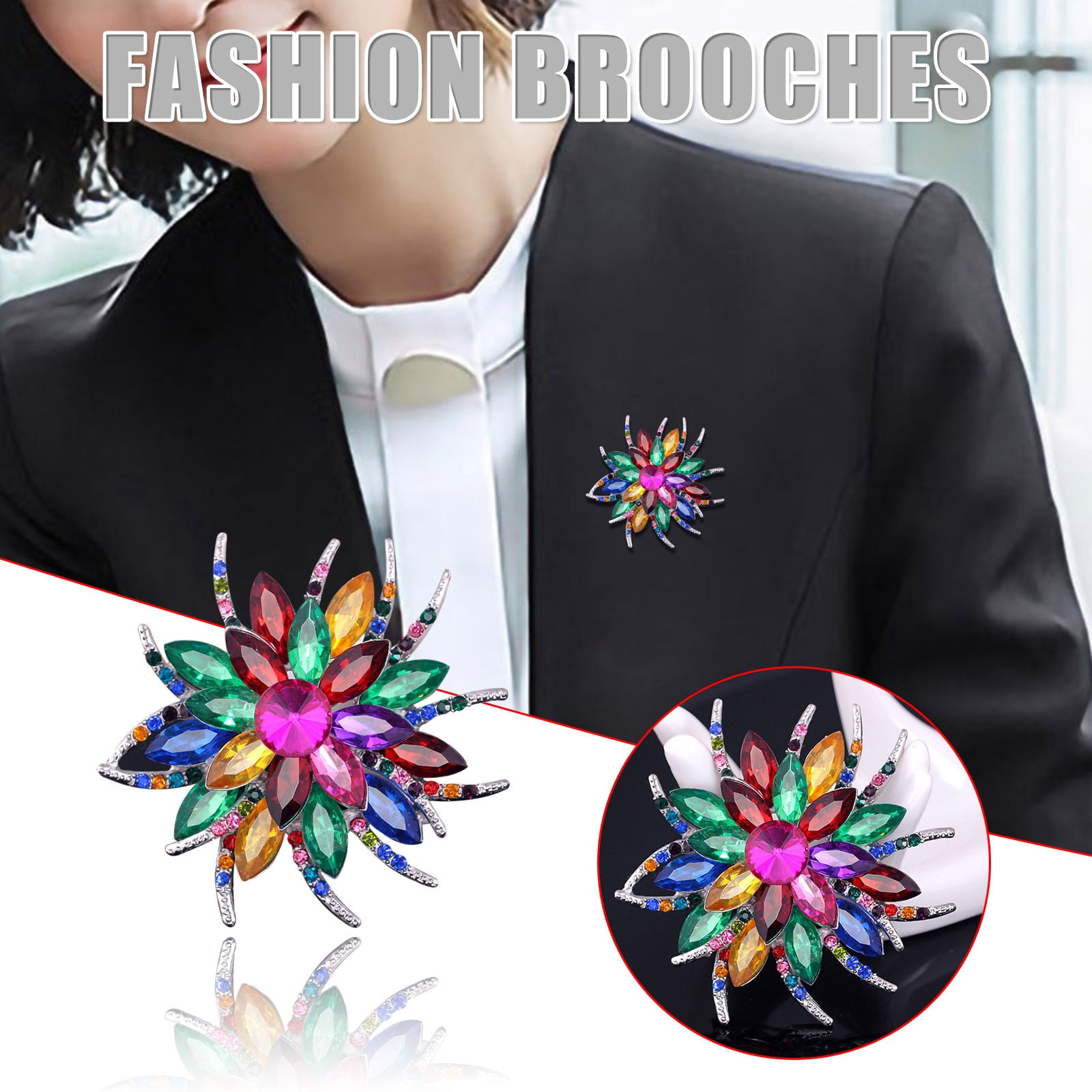 Iumwxz Three Colors Gold Plated Rhinestone Crystal Bouquet Flower