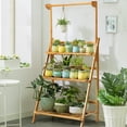 thumbnail image 2 of Costway 3 Tier Bamboo Hanging Folding Plant Shelf Stand Flower Pot Display Rack Bookcase, 2 of 10