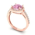 thumbnail image 2 of Clara Pucci 14K Rose Gold Solid Gold Pink Halo Anniversary Ring for Women - 1.86 cttw Round Cut, 2 of 8